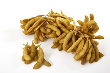 bunch of boiled soybean with shell