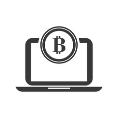 laptop bitcoin money financial commerce icon. Flat and Isolated design. Vector illustration