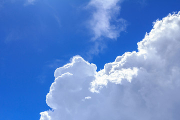 Blue sky with white clouds. The vast blue sky and clouds sky on sunny day. White fluffy clouds in the blue sky. © phanthit malisuwan