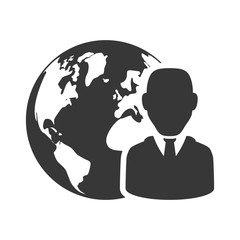 businessman planet silhouette necktie icon. Flat and Isolated design. Vector illustration