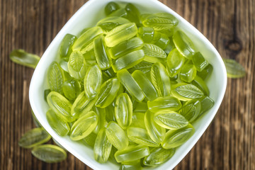 Heap of gummy candy with lime taste