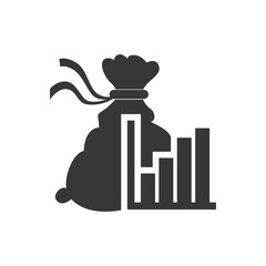 bars money bag financial commerce icon. Flat and Isolated design. Vector illustration