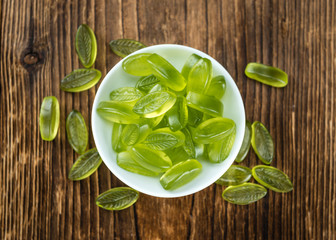 Heap of gummy candy with lime taste
