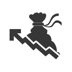 arrow growth money bag financial commerce icon. Flat and Isolated design. Vector illustration