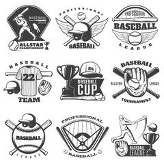 Baseball Black White Emblems