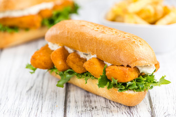 Fresh made Snack (Sandwich with Fish Sticks)