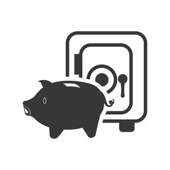 strongbox piggy money financial commerce icon. Flat and Isolated design. Vector illustration