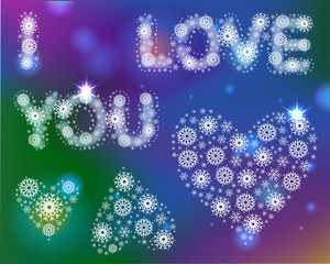 Winter love. Design elements.