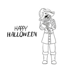 Skeleton pirate. Halloween. Skull and Bones. Sketch. Hand drawing. For your design