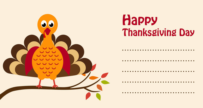 cartoon turkey thanksgiving day card