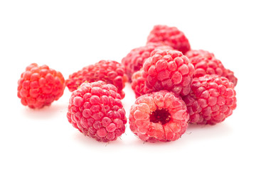 Ripe raspberry isolated on a white background