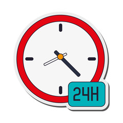 flat design clock 24h icon vector illustration