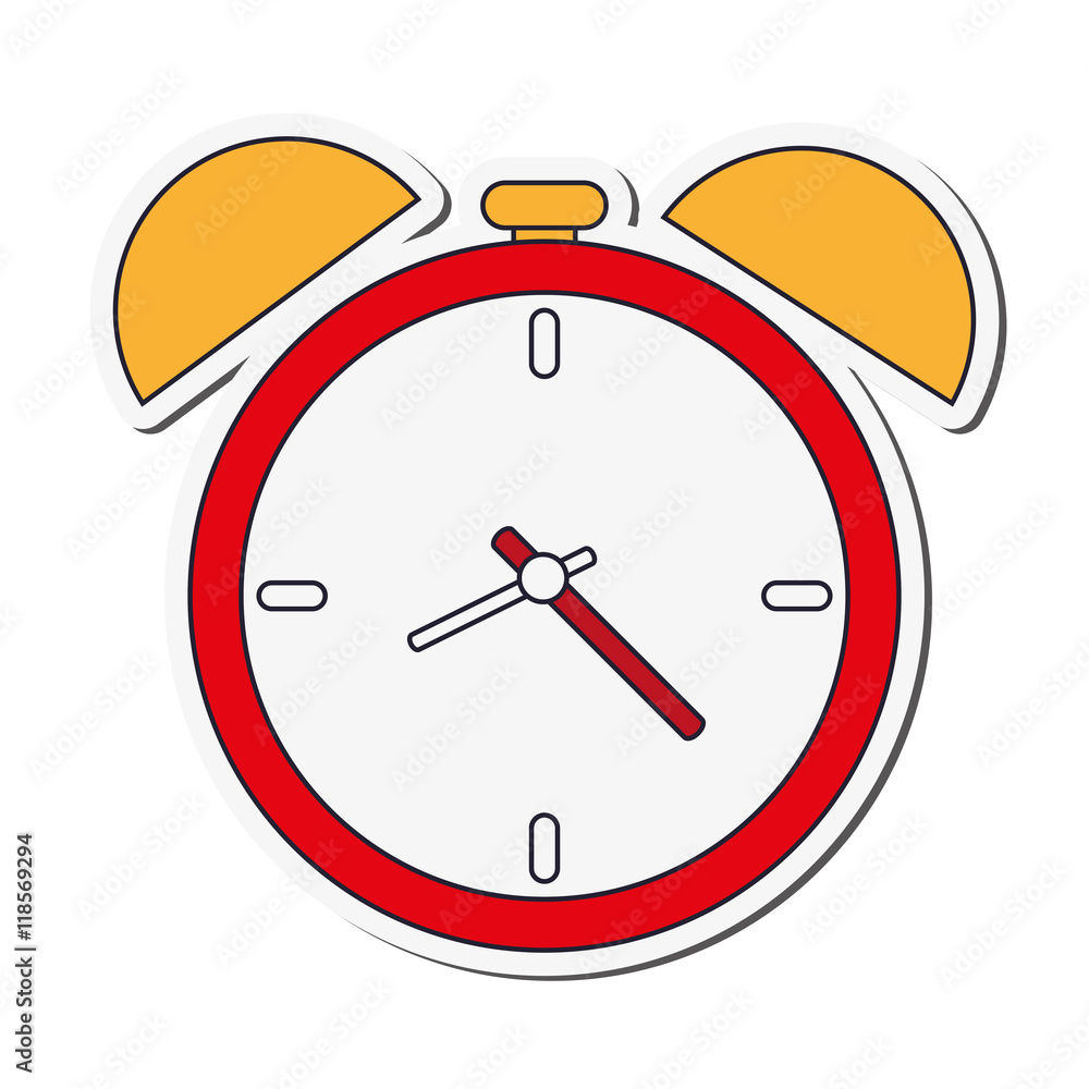 Poster flat design analog alarm clock icon vector illustration