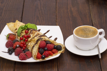 Crepes With Berries and Chocolate topping