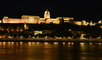 Fototapeta na wymiar Buda castle seen from Danube river bank