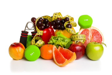 fitness equipment and healthy food 