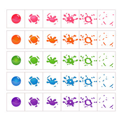Funny cartoon colorful bubbles burst.