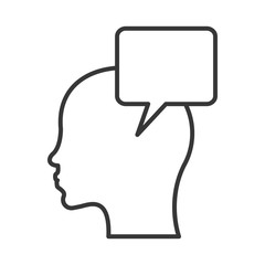 flat design head with conversation bubble icon vector illustration