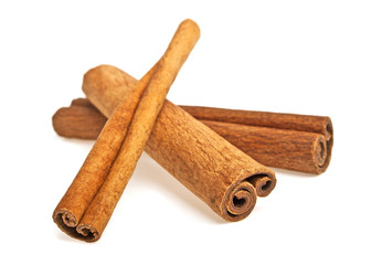 Cinnamon sticks isolated on white background