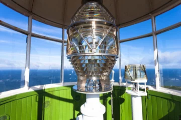 Cercles muraux Phare Lampe en verre de phare et vue sur la mer