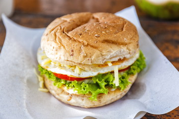 Tasty burger in cafe