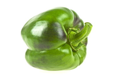 Green bell pepper or sweet pepper isolated on white background