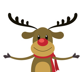 reindeer deer cartoon merry chistmas celebration icon. Flat and Isolated illustration. Vector illustration