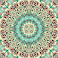 Glass vitrage mosaic kaleidoscopic seamless pattern