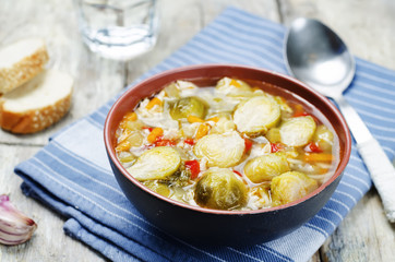 Brussels sprouts zucchini noodles chicken soup