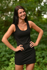 Fototapeta premium beautiful girl enjoying in forest
