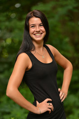 Fototapeta premium beautiful girl enjoying in forest
