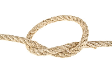 Close up of a rope on white background