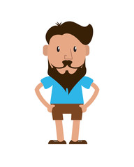 hipster style man mustache male cartoon vintage icon. Flat and Isolated design. Vector illustration