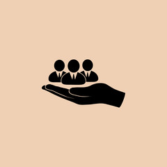 group of people and hand  icon