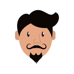 hipster style man mustache male cartoon vintage icon. Flat and Isolated design. Vector illustration
