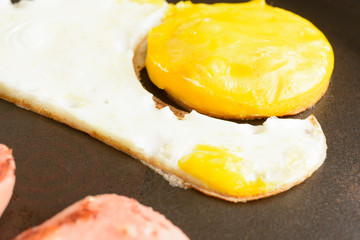 Fried eggs with sausages