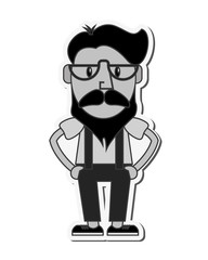 hipster style man mustache glasses male cartoon vintage icon. Flat and Isolated design. Vector illustration