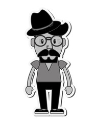 hipster style man mustache glasses male cartoon vintage icon. Flat and Isolated design. Vector illustration