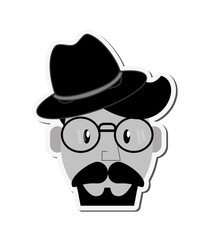 hipster style man mustache glasses male cartoon vintage icon. Flat and Isolated design. Vector illustration