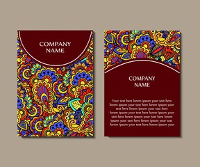 Flyer template with abstract ornament pattern.