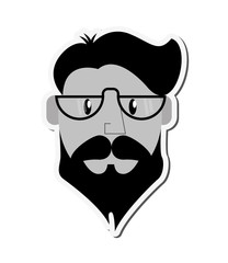 hipster style man mustache glasses male cartoon vintage icon. Flat and Isolated design. Vector illustration
