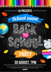 Back to school party poster template