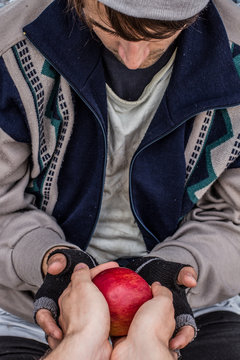 Homeless praying man