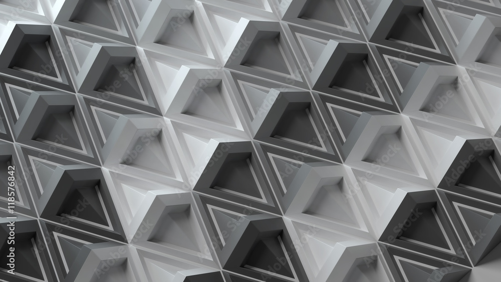 Aufkleber 3d abstract background with repeating pyramid forms