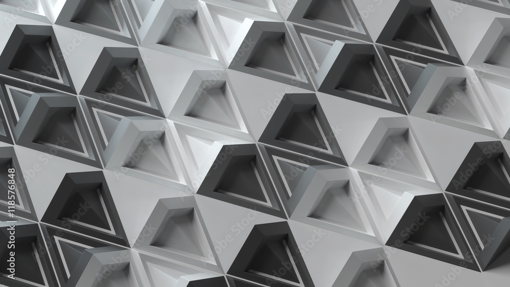 Aufkleber 3d abstract background with repeating pyramid forms