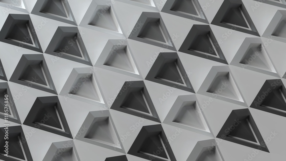 Poster 3d abstract background with repeating pyramid forms