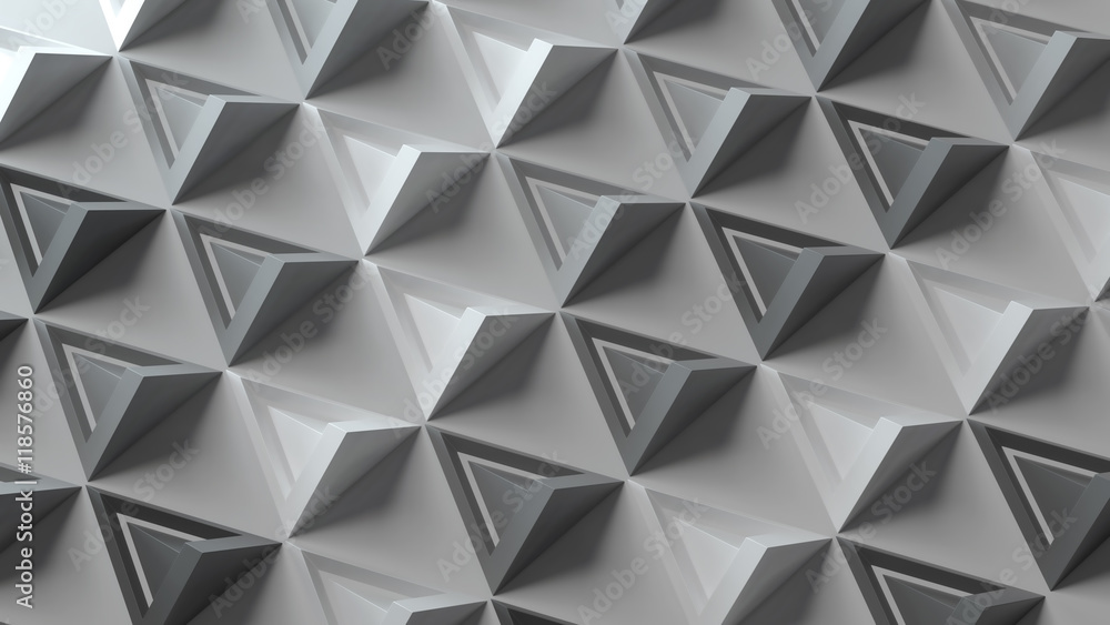 Poster 3d abstract background with repeating pyramid forms