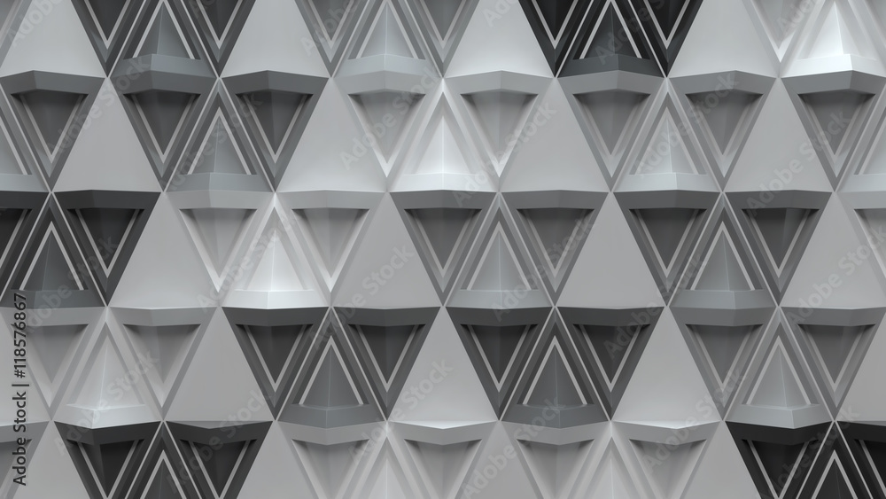 Aufkleber 3d abstract background with repeating pyramid forms
