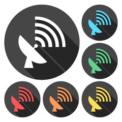 Satellite antenna. Single flat icon. Vector illustration.