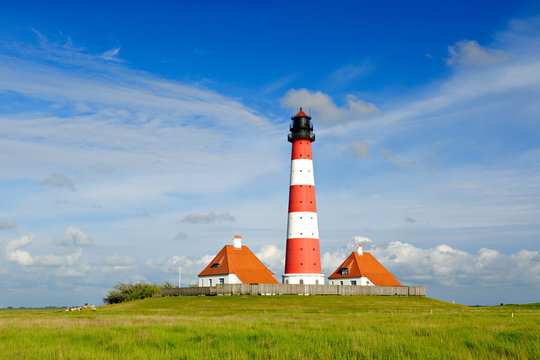 Leuchtturm Westerheversand, Nationalpark Wattenmeer, Schlweswig-Holstein, Deutschland